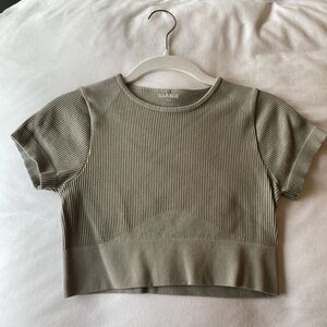 Garage Sage Ribbed Crop Top